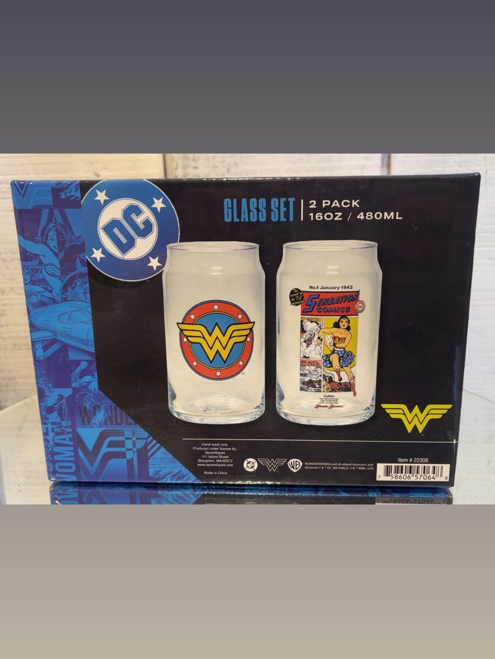NIB Wonder Woman 2-Pack Glass Set - Picture 6 of 11